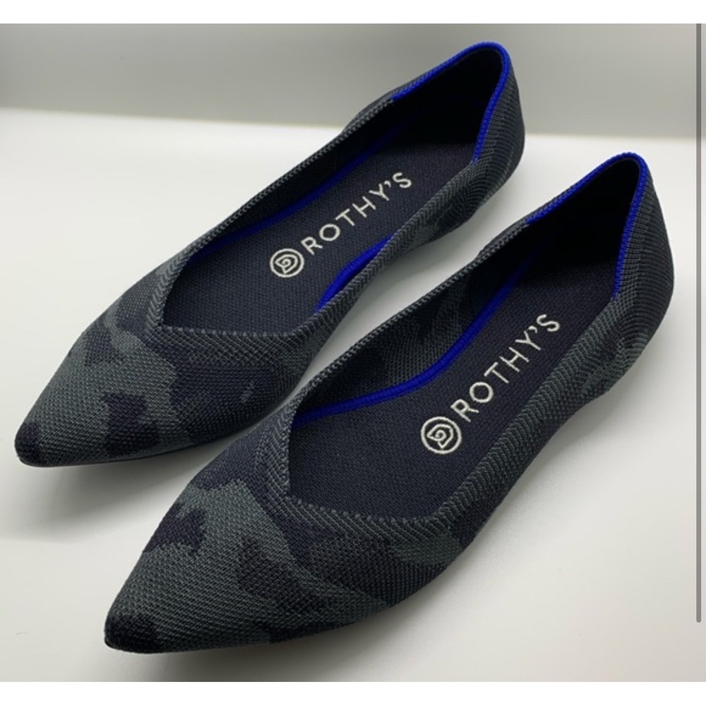 Rothy's The Point Flats Women Size 8 Grey Camo Excellent Sustainable Pointed Toe
